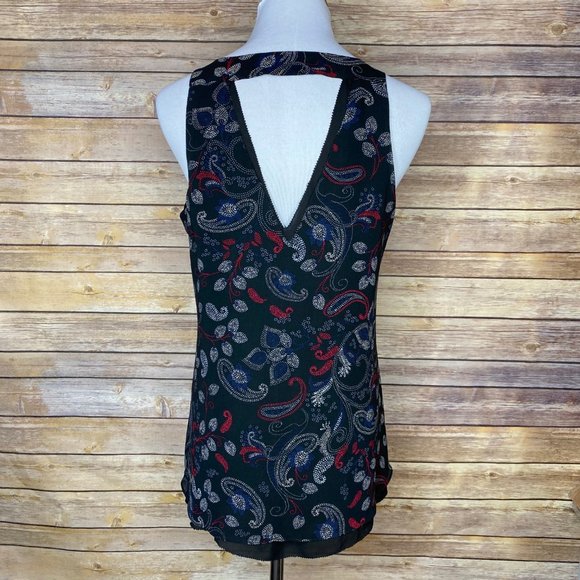 Sanctuary Double Layer V Neck Tank Black Paisley - Picture 3 of 12